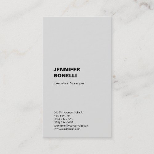 Professional plain minimalist modern platinum grey business card