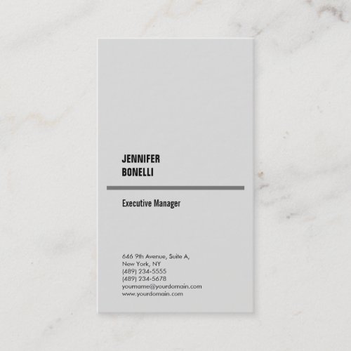 Professional plain minimalist modern platinum grey business card