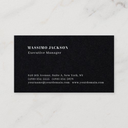 Professional plain minimalist modern premium black business card