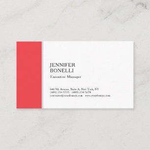 Professional plain minimalist modern red white business card