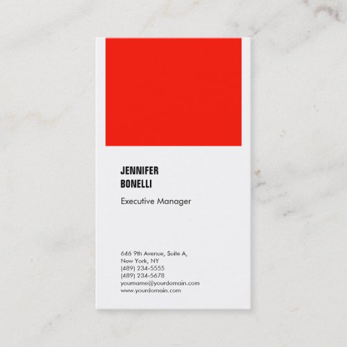 Professional plain minimalist modern red white business card
