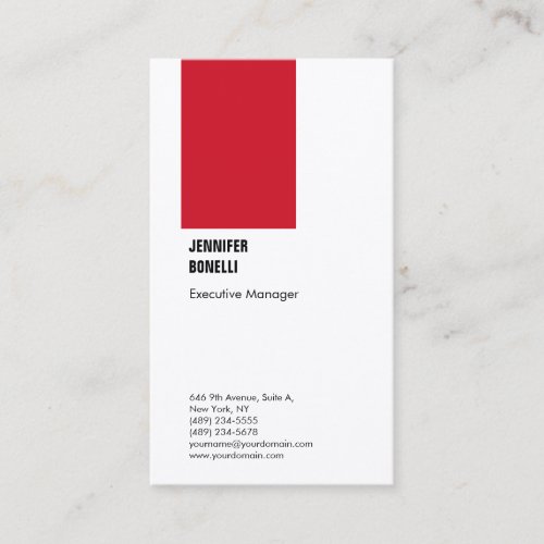 Professional plain minimalist modern red white business card
