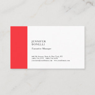 Professional plain minimalist modern red white business card