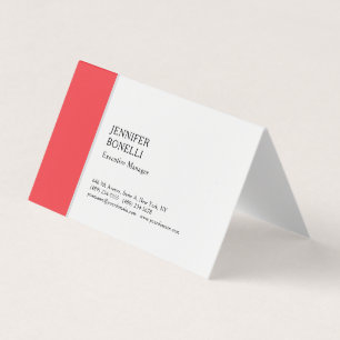 Professional plain minimalist modern red white business card