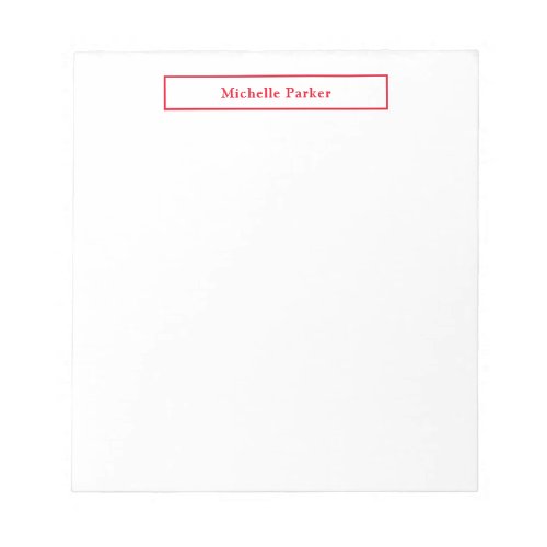 Professional Plain Minimalist Modern Red White Notepad