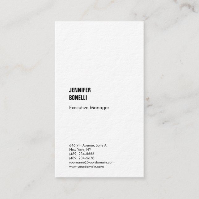 Professional plain minimalist modern thick trendy business card (Front)
