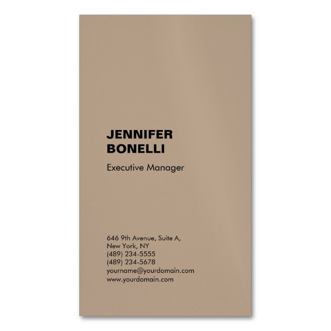 Professional plain minimalist modern trendy business card magnet (Front Vertical)