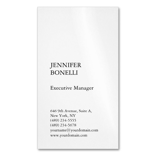 Professional plain minimalist modern trendy business card magnet (Front Vertical)