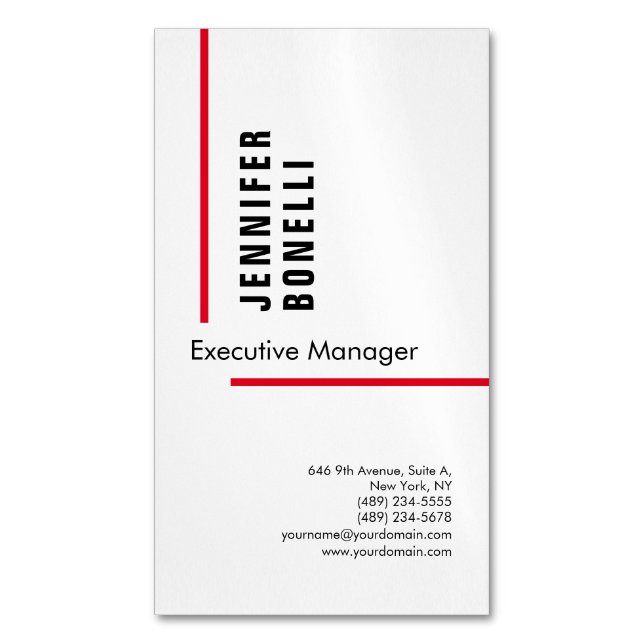 Professional plain minimalist modern trendy business card magnet (Front Vertical)