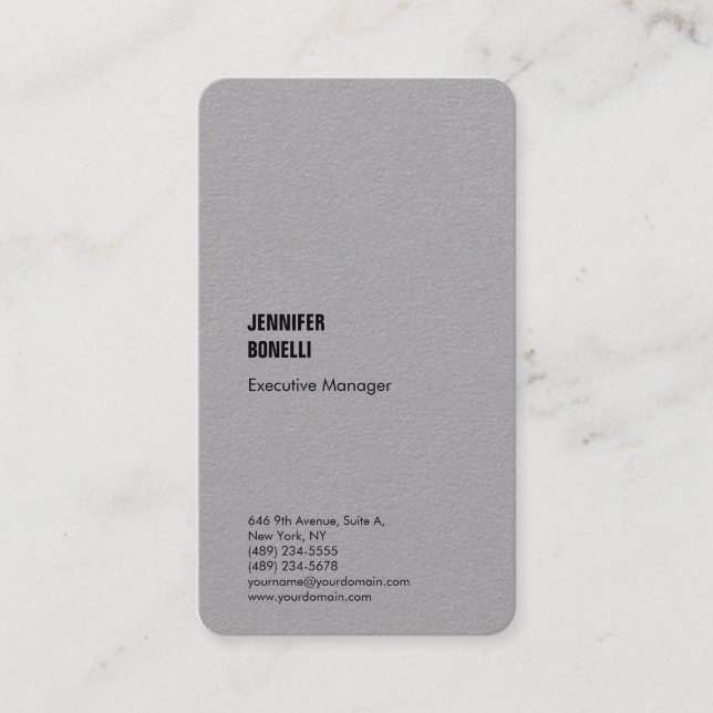 Professional plain minimalist modern trendy grey business card (Front)