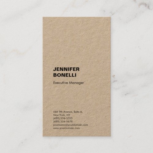 Professional plain minimalist modern trendy kraft business card