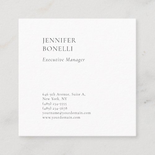 Professional plain minimalist modern trendy square business card