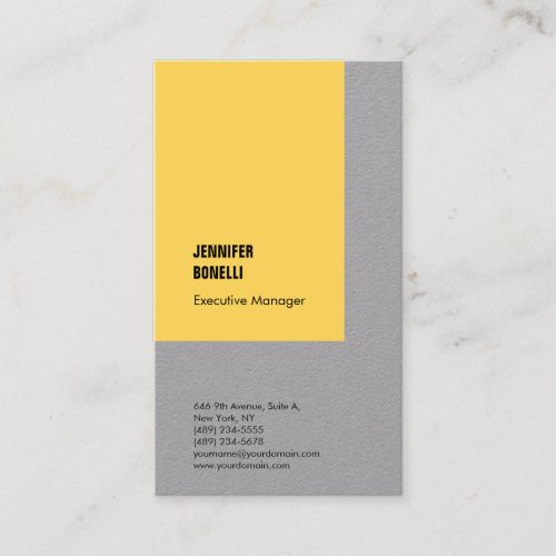 Professional plain minimalist modern yellow grey business card