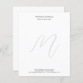 Professional Plain Minimalist Monogrammed Paper (Front/Back)
