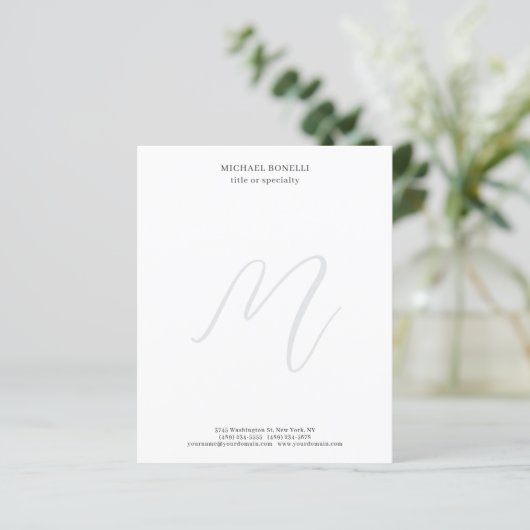 Professional Plain Minimalist Monogrammed Paper (Standing Front)