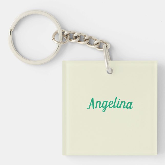 Professional Plain Modern Elegant Beige Your Name Keychain (Front)