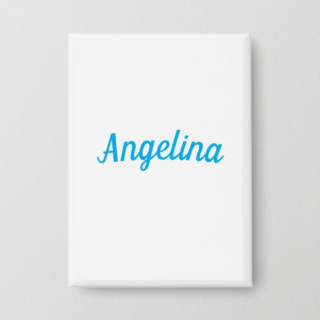 Professional Plain Modern Elegant Blue Your Name Button (Front)