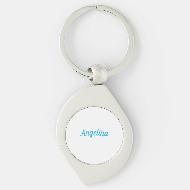 Professional Plain Modern Elegant Blue Your Name Keychain (Front)