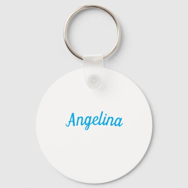Professional Plain Modern Elegant Blue Your Name Keychain (Front)
