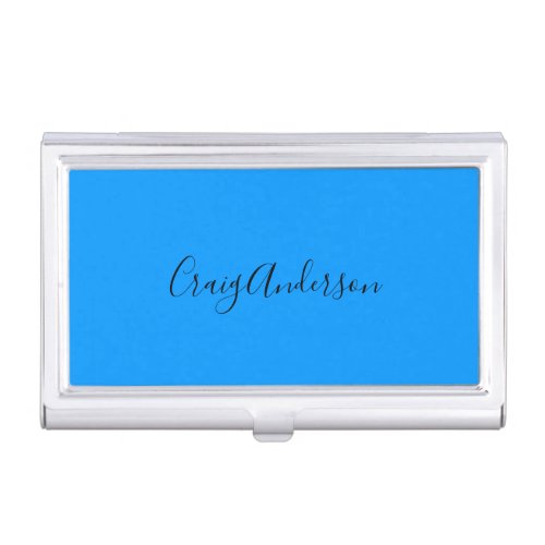 Professional Plain Modern Elegant Bright Blue Chic Business Card Case