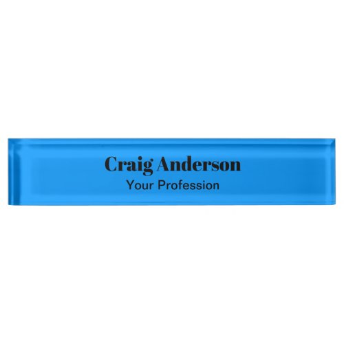 Professional Plain Modern Elegant Bright Blue Chic Desk Name Plate