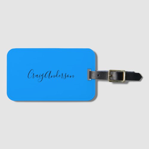 Professional Plain Modern Elegant Bright Blue Chic Luggage Tag