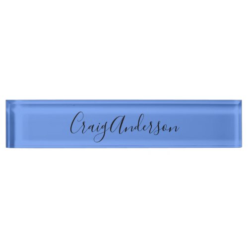 Professional Plain Modern Elegant Cornflower Blue Desk Name Plate