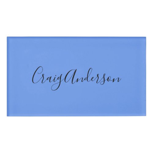 Professional Plain Modern Elegant Cornflower Blue Name Tag