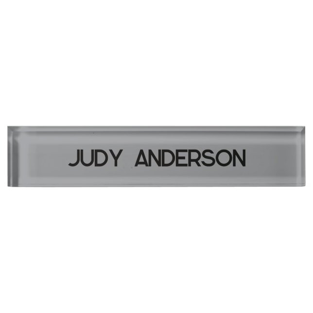 Professional Plain Modern Elegant Grey Desk Name Plate (Front)