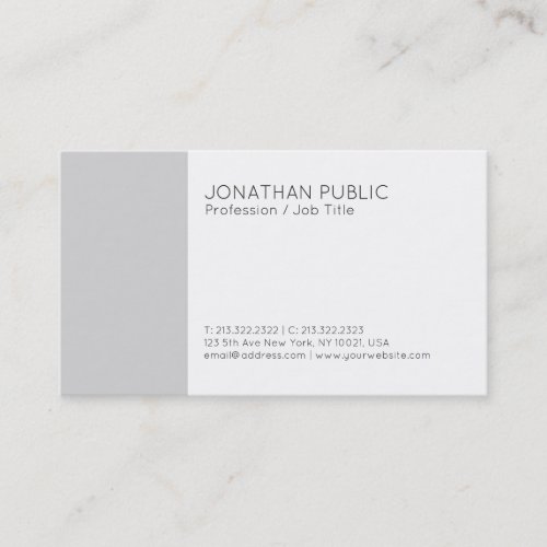 Professional Plain Modern Elegant Grey White Business Card