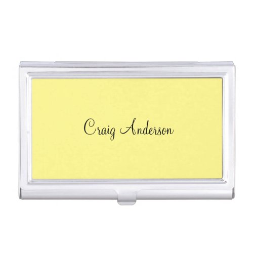 Professional Plain Modern Elegant Light Yellow Business Card Case