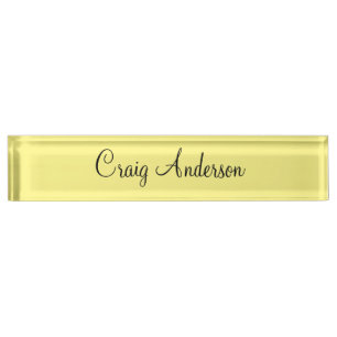 Professional Plain Modern Elegant Light Yellow Desk Name Plate