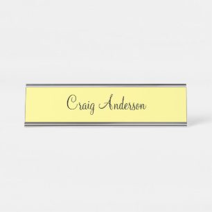Professional Plain Modern Elegant Light Yellow Desk Name Plate