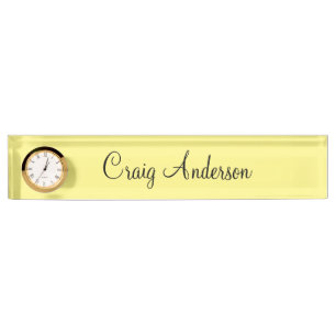 Professional Plain Modern Elegant Light Yellow Desk Name Plate