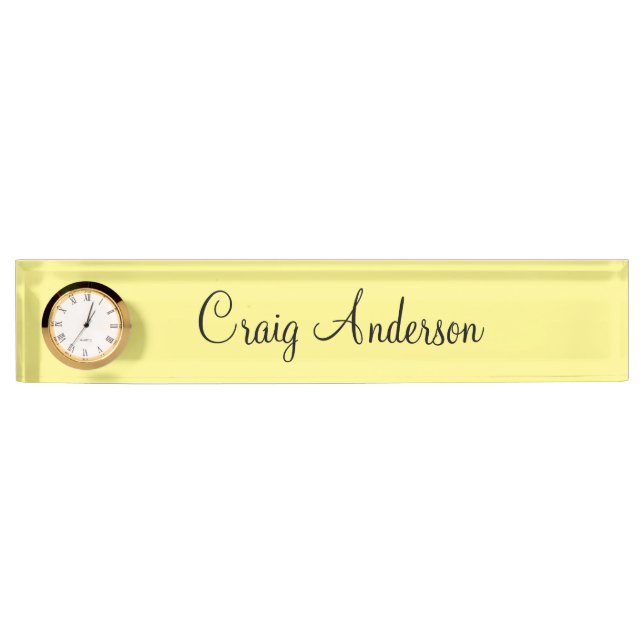 Professional Plain Modern Elegant Light Yellow Desk Name Plate (Front)