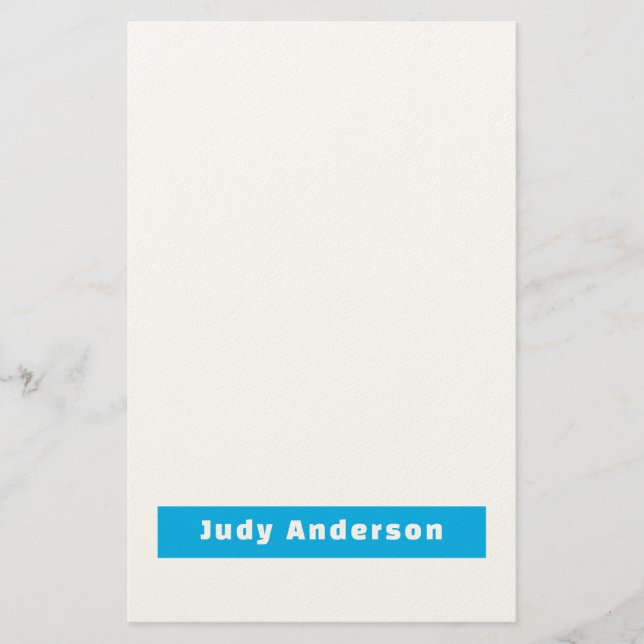 Professional Plain Modern Elegant Name Blue White Stationery (Front)