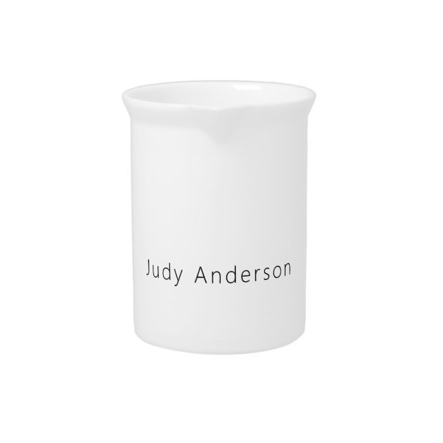 Professional Plain Modern Elegant Your Name Beverage Pitcher (Front)