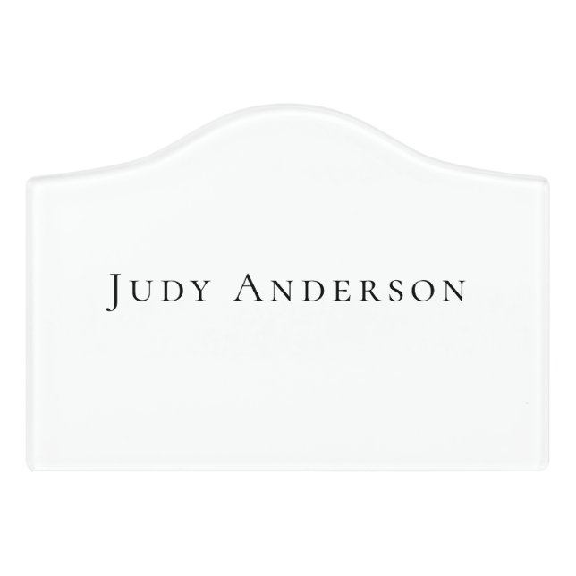 Professional Plain Modern Elegant Your Name Door Sign (Small Crest Front)