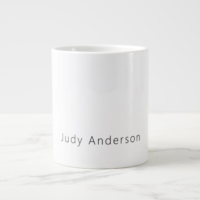 Professional Plain Modern Elegant Your Name Giant Coffee Mug (Front)
