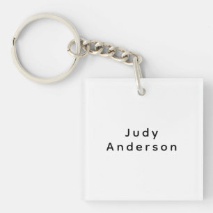 Professional Plain Modern Elegant Your Name Keychain