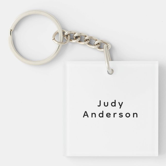 Professional Plain Modern Elegant Your Name Keychain (Front)