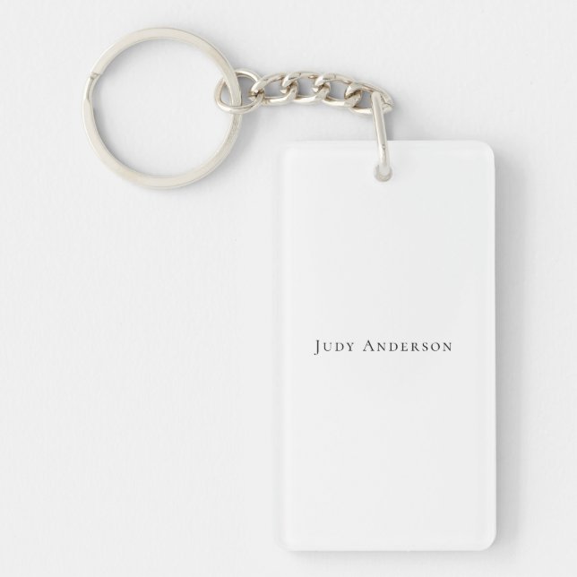 Professional Plain Modern Elegant Your Name Keychain (Front)