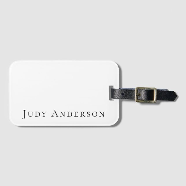Professional Plain Modern Elegant Your Name Luggage Tag (Front Horizontal)