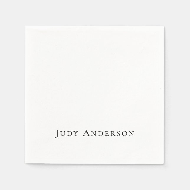 Professional Plain Modern Elegant Your Name Napkins (Front)