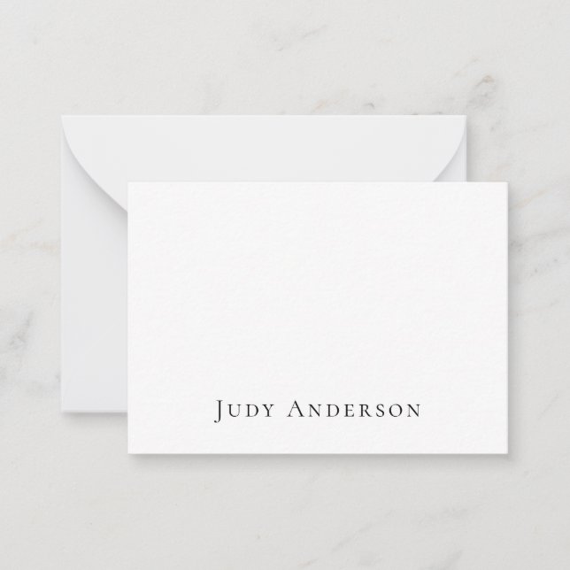 Professional Plain Modern Elegant Your Name Note Card (Front)