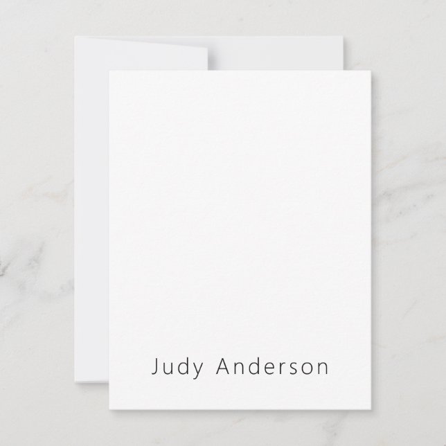 Professional Plain Modern Elegant Your Name Note Card (Front)