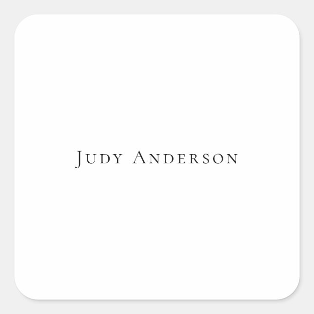 Professional Plain Modern Elegant Your Name Square Sticker (Front)