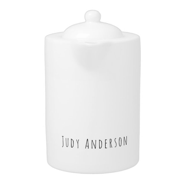 Professional Plain Modern Elegant Your Name Teapot (Front)