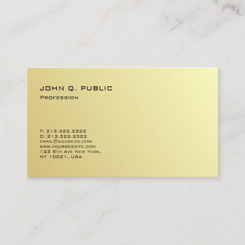 Professional Plain Modern Gold Look Semi Gloss Business Card