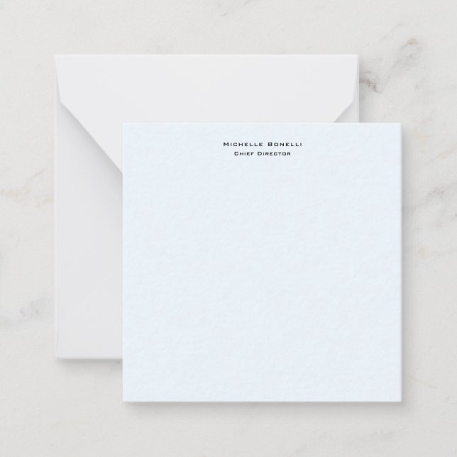 Professional Plain Modern Minimalist Alice Blue Note Card (Front)